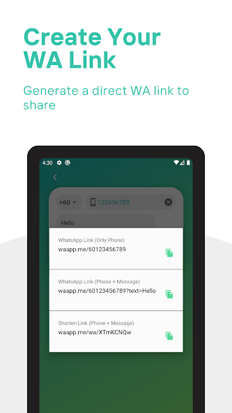 waapp.me app screenshot - fast setup
